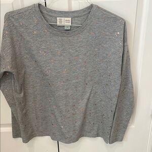 Gray Long Sleeve Shirt with Star Accents